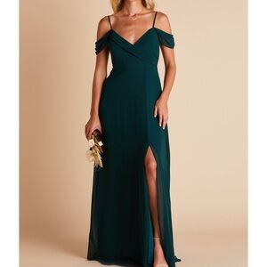 Birdy Grey Emerald Green Off-Shoulder Maxi Dress